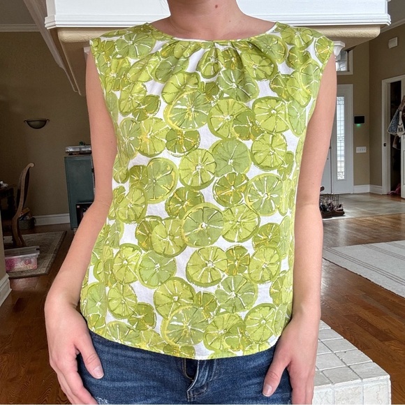 Talbots Tops - Talbots Cotton Citrus Print Button Back Resort Beach Wear